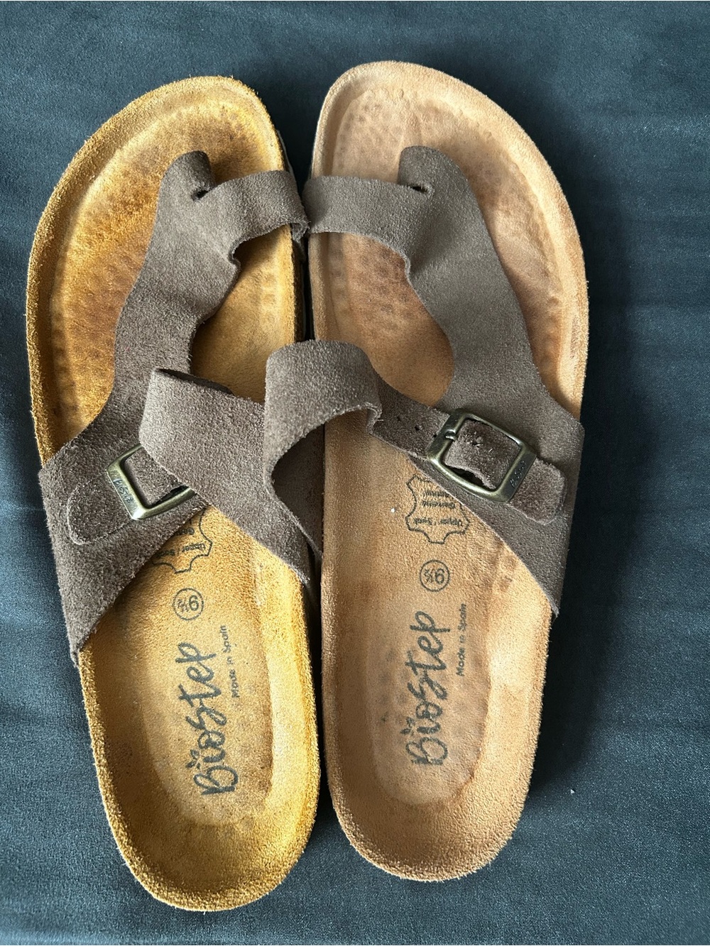Biostep Brown Suede Buckle Orthotic Sandals Made in Spain
